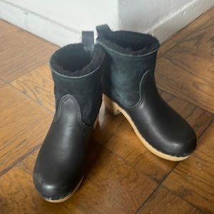 No.6 fully lined black suede shearling boot